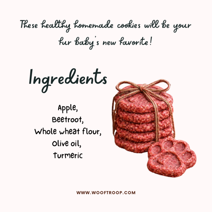 Ingredients of Beetroot Apple Dog Cookies Beetroot Apple Bites